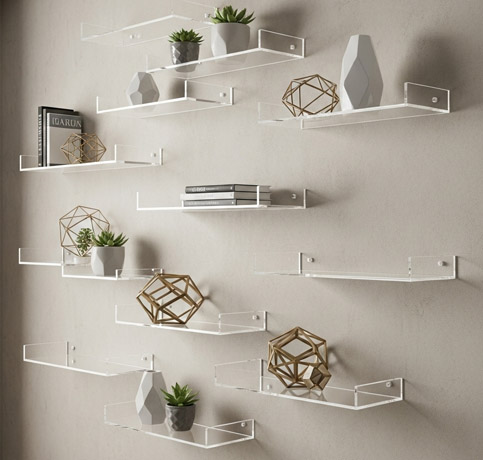 Custom Wall-Mounted Acrylic Shelves