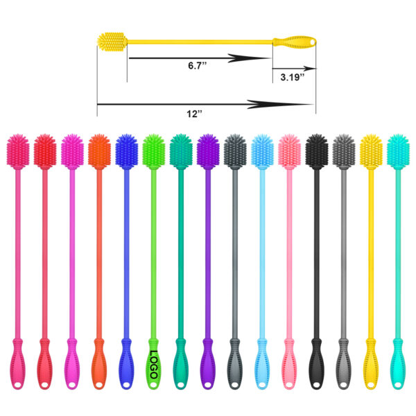12 Silicone Cleaning Bottle Brush -BPPP0056.1 Custom 12" Silicone Cleaning Bottle Brush with Logo Imprint