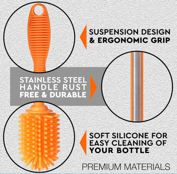 12 Silicone Cleaning Bottle Brush -BPPP0056.5 Custom 12" Silicone Cleaning Bottle Brush with Logo Imprint
