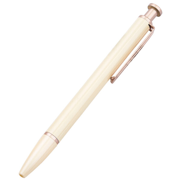 13929362871_2033354084 Custom Aluminium Metal Click Action Pen with Rose Gold Trim and Logo Imprint