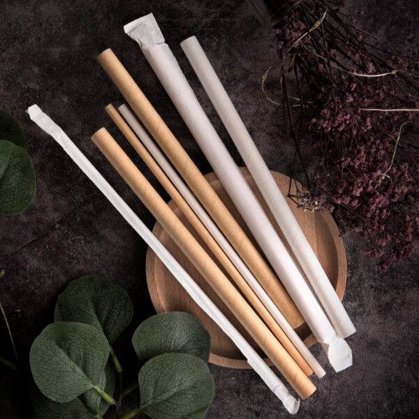 Custom Individually Wrapped Kraft Paper Straws with Logo Print