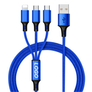 3-1 Nylon Braided Multiple USB Phone Charger Cord -BPPP0077.1 3-in-1 Nylon Braided Multiple USB Phone Charger Cord