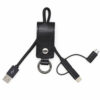3 in 1 PU Leather USB Charging Data Cable with Key Chain Ring