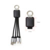 3 in 1 Braided Keychain Charging Cable with LED Laser Logo