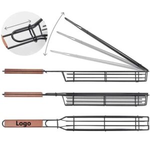 Custom BBQ Grill Basket with Wooden Handle