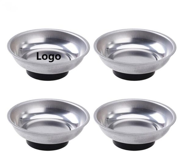 BPAS008-01 Benutzerdefinierte 4-Zoll-Edelstahl-Magnetteileablage mit Gummiboden