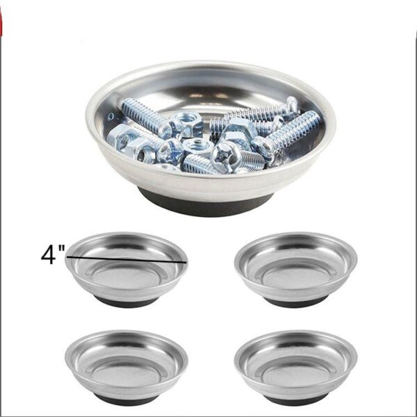 BPAS008-03 Benutzerdefinierte 4-Zoll-Edelstahl-Magnetteileablage mit Gummiboden