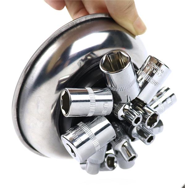 BPAS008-04 Benutzerdefinierte 4-Zoll-Edelstahl-Magnetteileablage mit Gummiboden