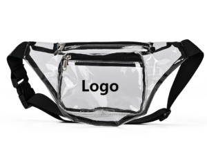 BPAS009-01 Custom Clear PVC Waist Bag with Front Zipper Pocket and Adjustable Strap