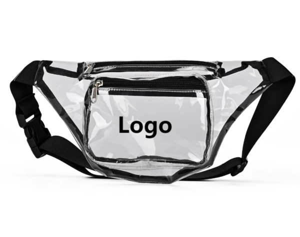 BPAS009-01 Custom Clear PVC Waist Bag with Front Zipper Pocket and Adjustable Strap