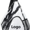 BPAS010-01 Custom Clear PVC Sling Backpack with Adjustable Shoulder Strap and Mesh Side Pocket