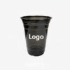 Custom 16 Oz Black Translucent PET Cold Drink Cup with Lid