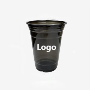 BPAS011-01 Custom 16 Oz Black Translucent PET Cold Drink Cup with Lid