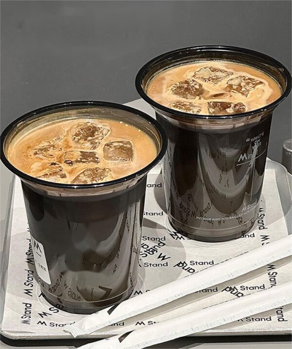 Custom 16 Oz Black Translucent PET Cold Drink Cup with Lid