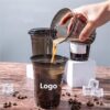 Custom 16 Oz Black Translucent PET Cold Drink Cup with Lid