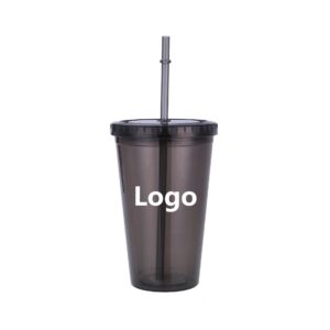 Custom Reusable BPA-Free AS Plastic Straw Tumbler Cup with Lid