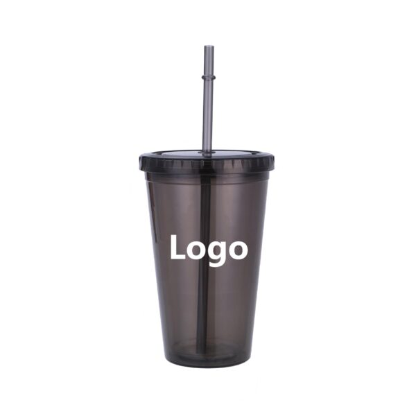 BPAS012-01 Custom Reusable BPA-Free AS Plastic Straw Tumbler Cup with Lid