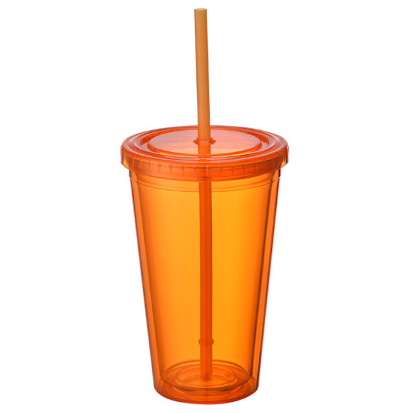 BPAS012-07 Custom Reusable BPA-Free AS Plastic Straw Tumbler Cup with Lid