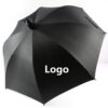 BPAS015-01 Custom Black Coated Straight Umbrella with Retractable Sleeve and Logo Printing