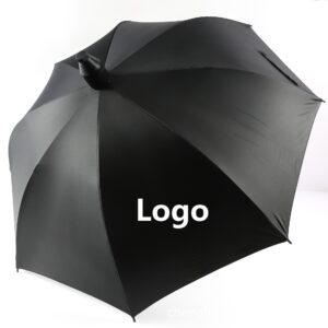 BPAS015-01 Custom Black Coated Straight Umbrella with Retractable Sleeve and Logo Printing