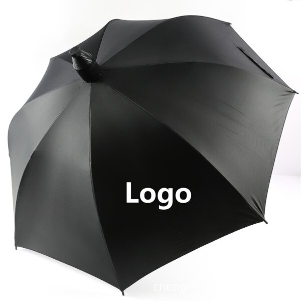 BPAS015-01 Custom Black Coated Straight Umbrella with Retractable Sleeve and Logo Printing