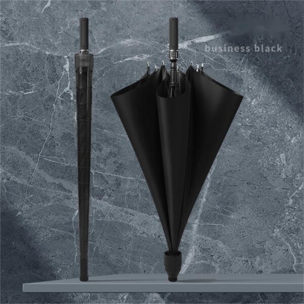BPAS015-06 Custom Black Coated Straight Umbrella with Retractable Sleeve and Logo Printing