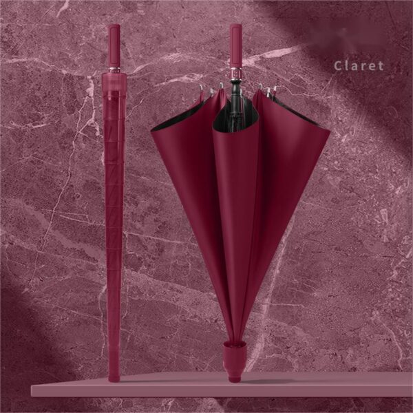 BPAS015-07 Custom Black Coated Straight Umbrella with Retractable Sleeve and Logo Printing