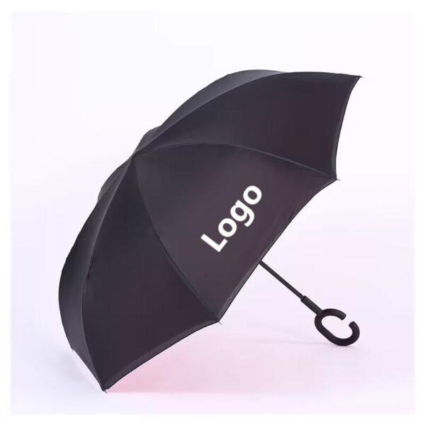 Custom Reverse Folding C-Handle Umbrella with Double Layer Windproof Design