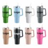 BPAS020-01 Custom 40oz Stainless Steel Insulated Travel Tumbler with Handle and Straw