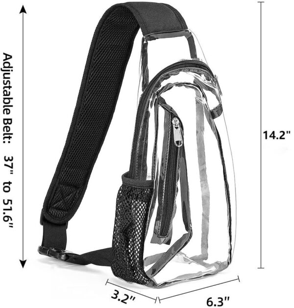 Custom Clear PVC Sling Backpack with Adjustable Strap and Front Zipper Pocket