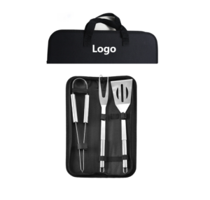 BPAS027-01 Kundenspezifisches 3-teiliges BBQ-Grillwerkzeug-Set mit Tragetasche