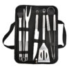 Custom 9-Piece Stainless Steel BBQ Grill Tool Set with 3 Skewers and Carrying Case