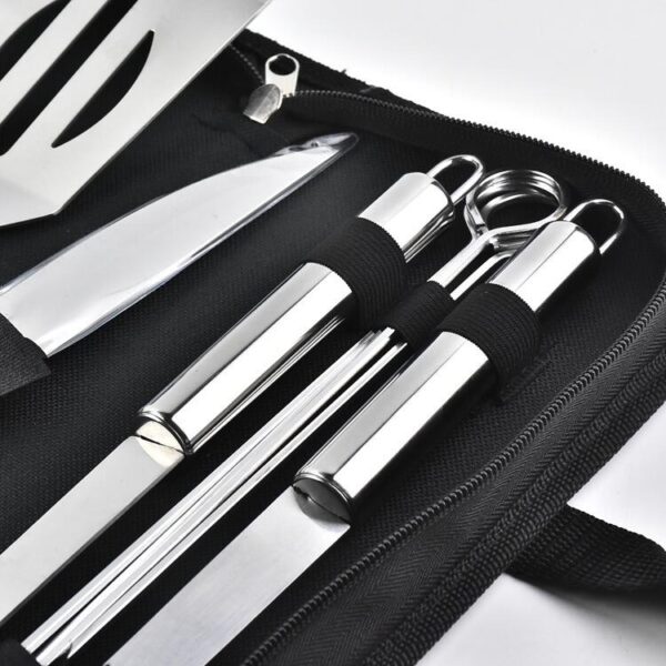 Custom 9-Piece Stainless Steel BBQ Grill Tool Set with 3 Skewers and Carrying Case