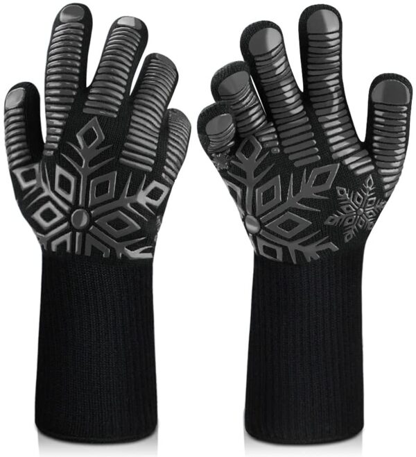 BPAS030-03 Custom Heat Resistant BBQ Grill Gloves with Silicone Grip and Extended Wrist Protection