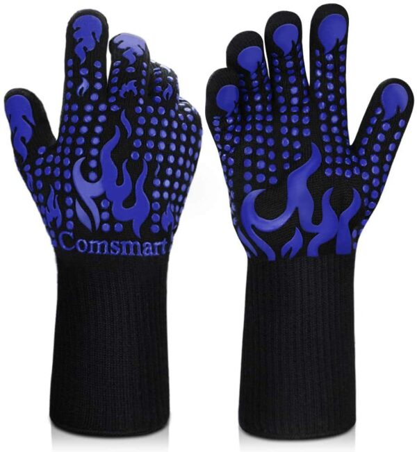 BPAS030-04 Custom Heat Resistant BBQ Grill Gloves with Silicone Grip and Extended Wrist Protection