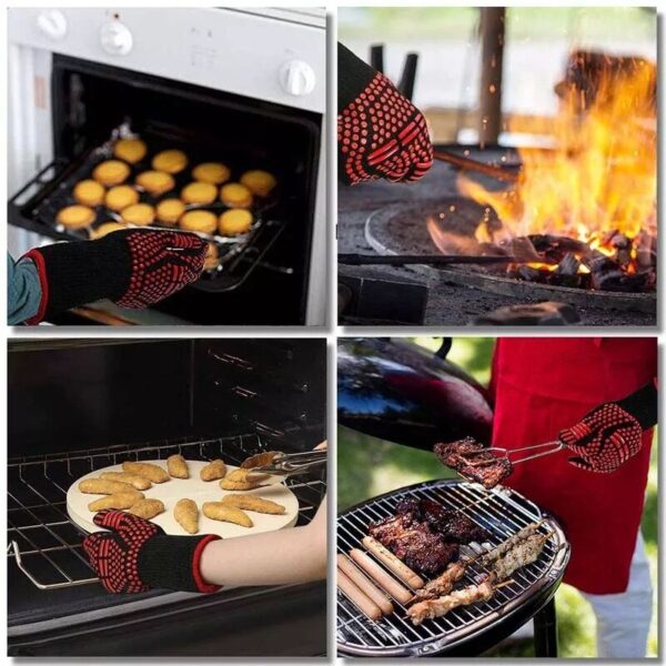 BPAS030-07 Custom Heat Resistant BBQ Grill Gloves with Silicone Grip and Extended Wrist Protection