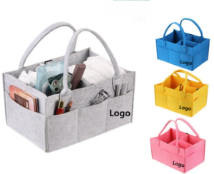 BPAS045-01 Custom Felt Diaper Caddy Organizer Tote