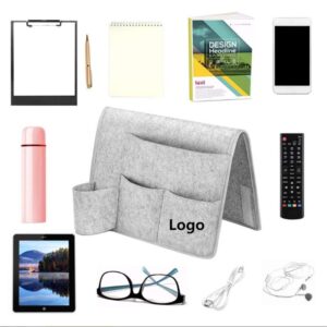 BPAS048-01 Custom Felt Bedside Storage Caddy with Cup Holder