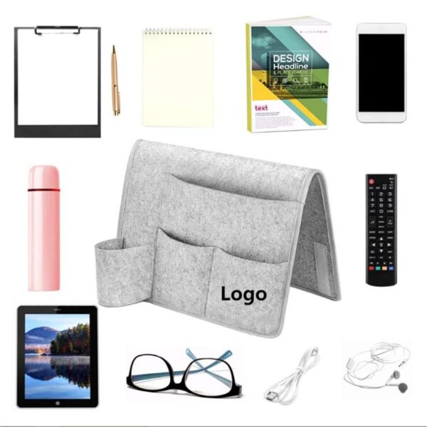 BPAS048-01 カスタム・カップホルダー付きフェルト製ベッドサイド収納キャディー