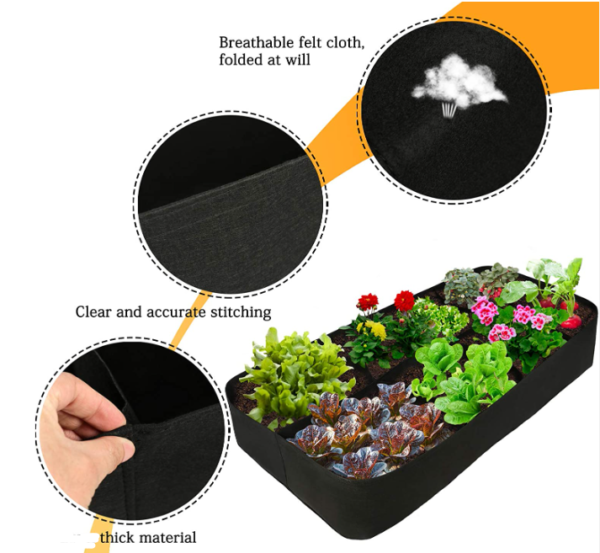 BPAS048-02 Custom Rectangular Felt Raised Garden Bed Planter