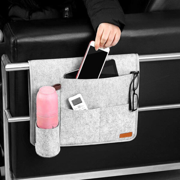 BPAS048-06 カスタム・カップホルダー付きフェルト製ベッドサイド収納キャディー