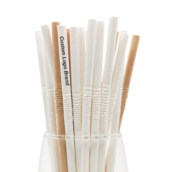 Custom Biodegradable Flexible Kraft Paper Straws with Logo Print