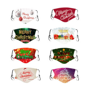 Christmas Face Mask with filter pocket -BPPP0033.1 Custom Christmas Face Mask with Filter Pocket and Full Color Holiday Design