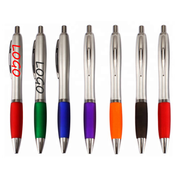 Custom Click Action Ballpoint Pen with Soft Rubber Grip and Logo Imprint