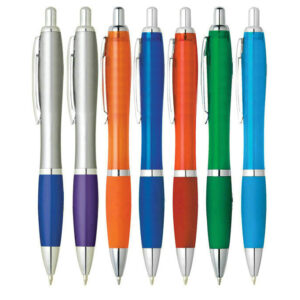 Custom Click Action Ballpoint Pen with Soft Rubber Grip and Logo Imprint