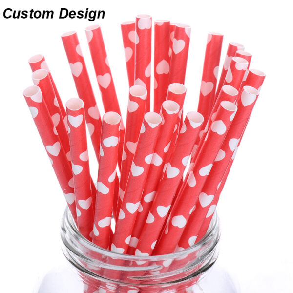 Custom Design Biodegradable Drinking Paper Straws with Logo Print