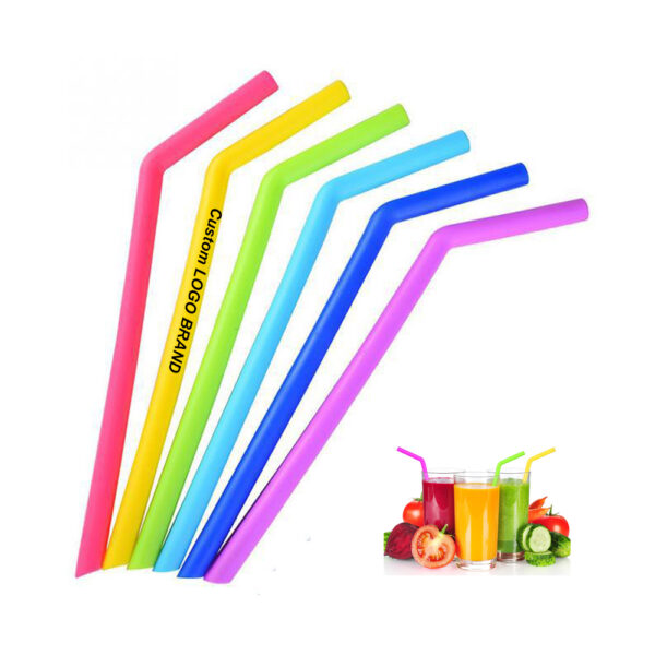 Palhinhas de silicone dobradas aprovadas pela FDA com logótipo personalizado -BPPP0054.1 Palhinhas de silicone dobradas personalizadas aprovadas pela FDA com impressão do logótipo