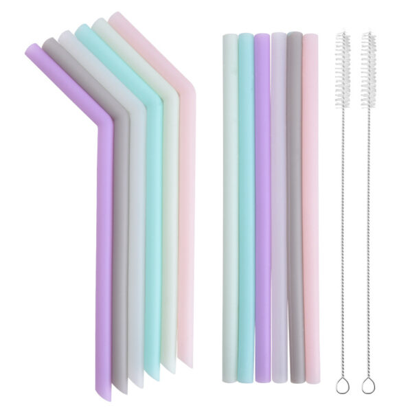 Custom Stainless Steel Drinking Straws with Bent Silicone Tip Kit
