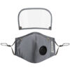 Máscara facial de válvula personalizada com bolso para filtro e proteção ocular amovível