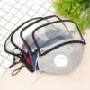 Máscara facial de válvula personalizada com bolso para filtro e proteção ocular amovível